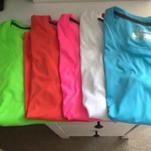 5 bright colored workout shirts